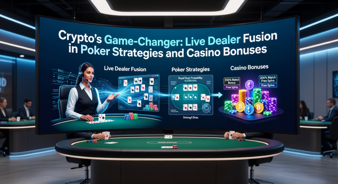Dynamic live dealer poker table integrated with cryptocurrency payment interfaces, showing real-time betting and blockchain verification