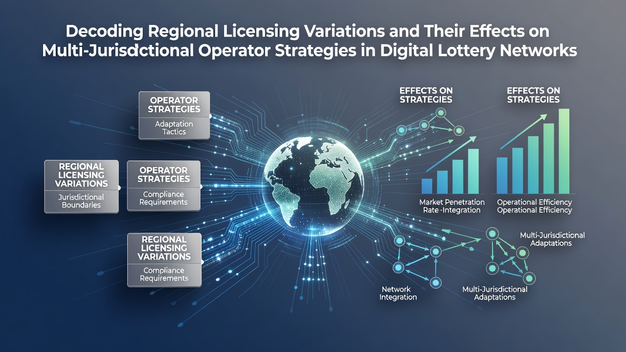 Digital lottery network dashboard displaying licensing maps across multiple regions and jurisdictions