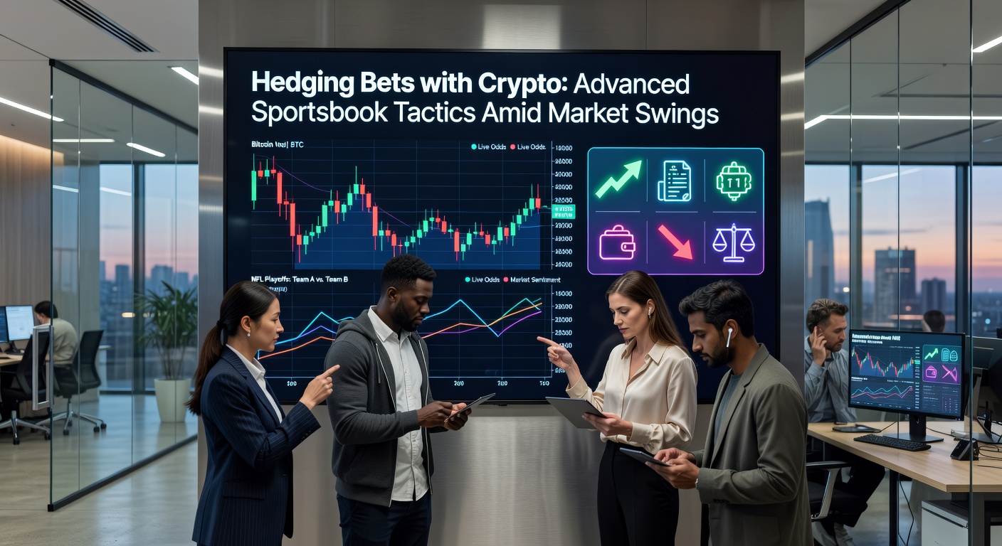 Digital chart showing crypto price fluctuations overlaid with sports betting odds, illustrating hedging opportunities