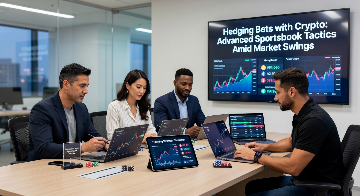 Screenshot of a crypto sportsbook interface displaying live hedging options during a basketball game with volatile crypto prices