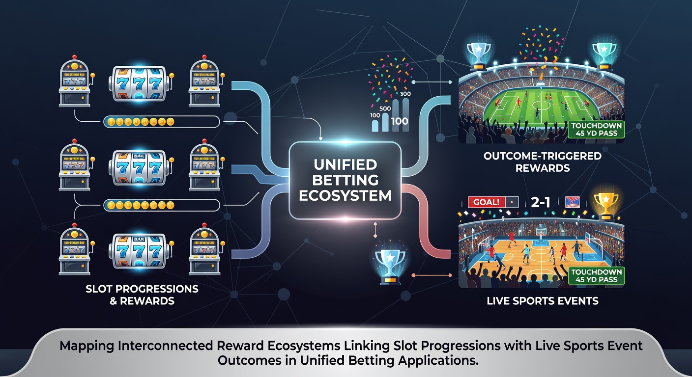 Unified betting application interface showing slot progress bars connected to live sports event odds and reward indicators