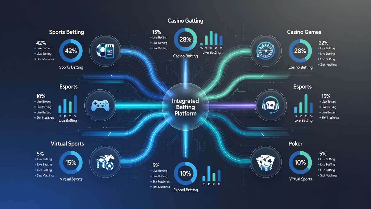 Chart showing percentage breakdowns of user funds moving between gaming verticals on unified betting applications