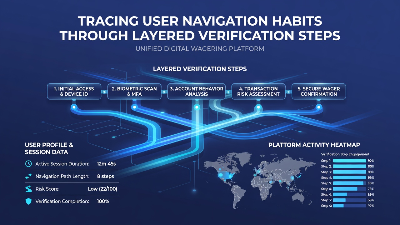 Flow chart illustrating navigation paths captured during successive verification stages on mobile and desktop wagering interfaces